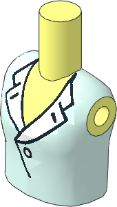 Figure Friends Girl Torso with Light Aqua Blouse Top with Open Collar and Button Pattern