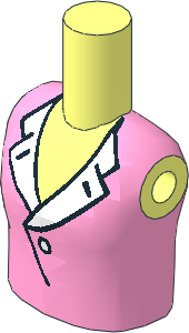 Figure Friends Girl Torso with Bright Pink Blouse Top with Open Collar and Button Pattern