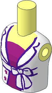 Figure Friends Girl Torso with White Open Jacket with Belt over Magenta Shirt Pattern