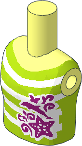 Figure Friends Girl Torso with Lime Vest Top with White Stripes, Magenta Dolphin and Starfish Pattern