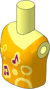 Figure Friends Girl Torso with Bright Light Orange Top with Music Notes and Circles Pattern