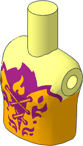 Figure Friends Girl Torso with Magenta and Bright Light Orange Top with Laces and Magenta Flame Trim Pattern