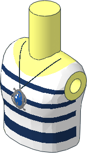 Figure Friends Girl Torso with White Top with Dark Blue Stripes and Necklace Pattern