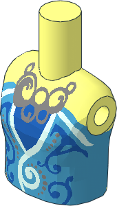 Figure Friends Girl Torso with Blue and Dark Azure Strapless Top with Light Aqua Trim and Silver Necklace Pattern