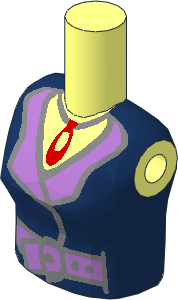 Figure Friends Woman Torso with Dark Blue Blouse Top with Open Collar, Necklace with Red Pendant and Belt Pattern