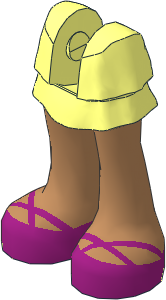 Figure Friends Legs with Layered Skirt with Medium Nougat and Magenta Crossed Straps Sandals Pattern