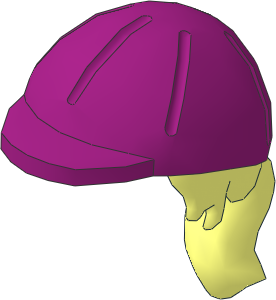 Figure Friends Hair Long with Ponytail, Side Bangs and Magenta Horse Riding Helmet Pattern