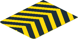 Sticker  1.6 x  1.3 with  5 Yellow/Black Chevrons Upwards