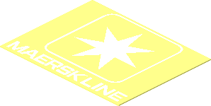 Sticker  1.4 x  1.8 with White Maersk Line Logo on Transparent Background