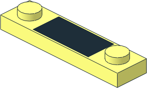 Plate  1 x  4 with Two Studs with Black Rectangle Pattern