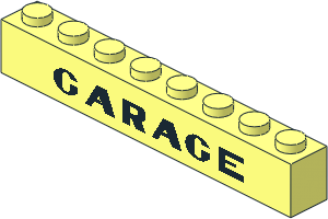 Brick  1 x  8 without Center Studs with "GARAGE" Pattern