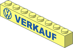 Brick  1 x  8 with VW Logo and "VERKAUF" Bold Pattern