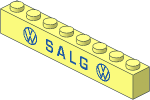 Brick  1 x  8 with VW Logo / "SALG" / VW Logo Pattern