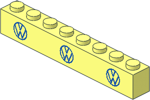 Brick  1 x  8 with 3 VW Logos Pattern