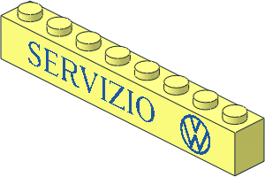Brick  1 x  8 with "SERVIZIO" and VW Logo Pattern