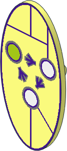 Minifig Shield Oval with Lime and White Circles, Dark Purple Arrows and Lines Pattern