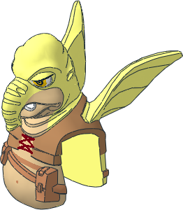 Minifig Head Toydarian with Watto Vest and Belt Pattern