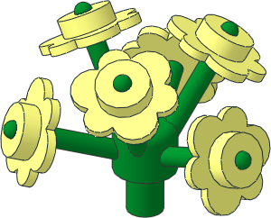 Plant Flower Stem with Bar and  6 Stems Green with  6 Flowers