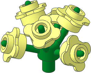 Plant Flower Stem with Bar and  6 Stems Green with  6 Plates  1 x  1 Round with Tabs