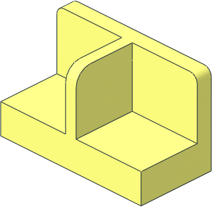 Panel  1 x  2 x  1 with Thin Central Divider and Rounded Corners