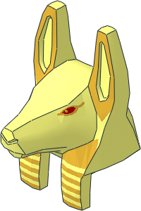 Minifig Headdress Anubis Guard w. Gold Eye and Stripes Pattern