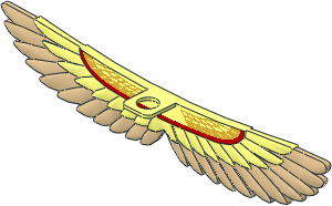 Minifig Eagle Wing with Tan Feathers and Red/Gold Pattern