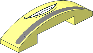 Slope Brick Curved  4 x  1 Double with Smiling Mouth and Metallic Silver Bumper Pattern