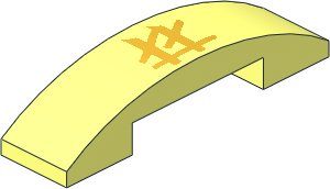 Slope Brick Curved  4 x  1 Double with Metallic Gold Asian Symbol Pattern