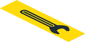 Sticker  1.1 x  4.5 with Black Wrench on Yellow Background