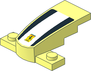 Slope Brick Curved Tapered  4 x  2 on Plate  1 x  4 with White Stripe on Black Face and Logo Ferrari Rectangular Sticker