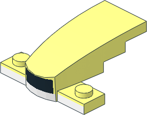 Slope Brick Curved Tapered  4 x  2 on Plate  1 x  4 with Black and White Stripes Pattern