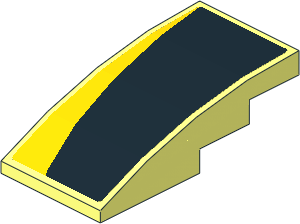 Slope Brick Curved  4 x  2 with Black Arch on Yellow Background Left Sticker