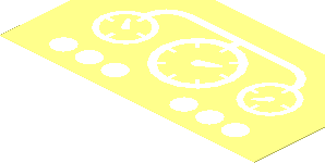 Sticker  2.1 x  3.7 with Three White Round Gauges and Six White Circles