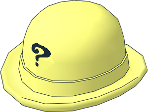 Minifig Hat Bowler with Black Question Mark Pattern
