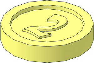 Minifig Coin with  "2" Gothic Type