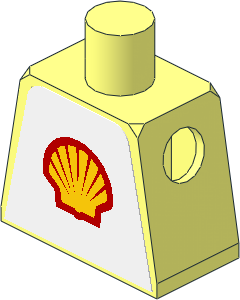 Minifig Torso with Sticker Shell Logo on White Background