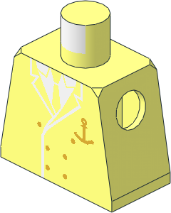 Minifig Torso with Six Button Suit and Anchor Pattern