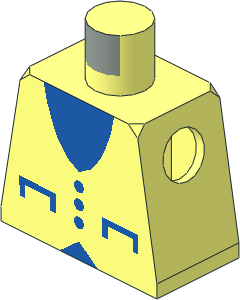 Minifig Torso with Blue V-Neck, Pockets and 3 Buttons Pattern