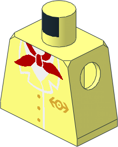 Minifig Torso with Train Jacket and Red Neckerchief Pattern and Bold Train Logo