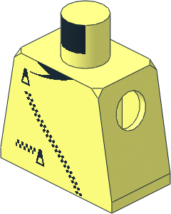 Minifig Torso with Black Diagonal Zip and Pocket Pattern