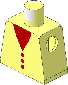 Minifig Torso with Red V-Neck and Buttons Pattern