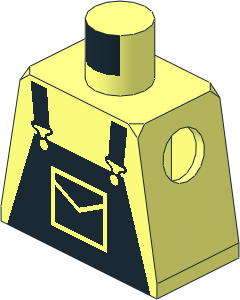 Minifig Torso with Black Dungarees Pattern