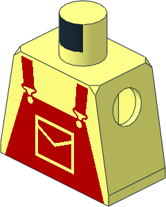 Minifig Torso with Red Dungarees Pattern