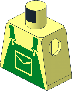 Minifig Torso with Green Dungarees Pattern