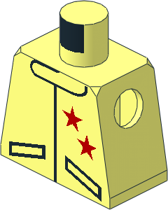 Minifig Torso with Racing Jacket and Two Stars Red Pattern