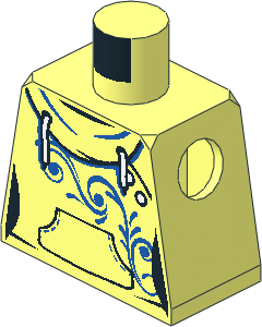 Minifig Torso with Female Hoodie, White Laces, Blue Scrollwork and Kangaroo Pocket Pattern