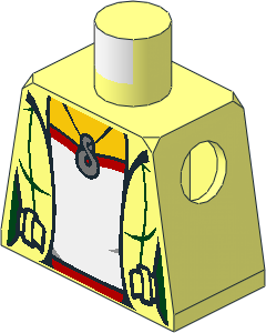 Minifig Torso with Female Jacket Open, Red and White Top with Necklace Pattern