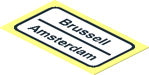Sticker  1.1 x  1.9 with "Brussell / Amsterdam"