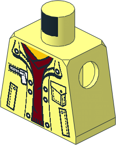 Minifig Torso with Jacket with Pockets over Dark Red V-Neck Sweater Pattern