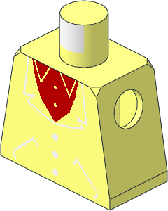 Minifig Torso with Red Shirt and Suit Pattern